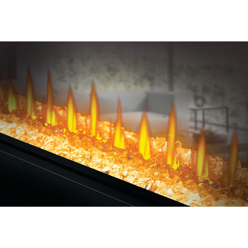 Napoleon CLEARion Elite See-Through Built-In Electric Fireplace, Dual-Zone Heating, Smart Privacy Glass (Clear to Opaque), 10,000 BTU, Orange/Blue Flames, 15 Ember Colors, Logs & Crystal Media Included