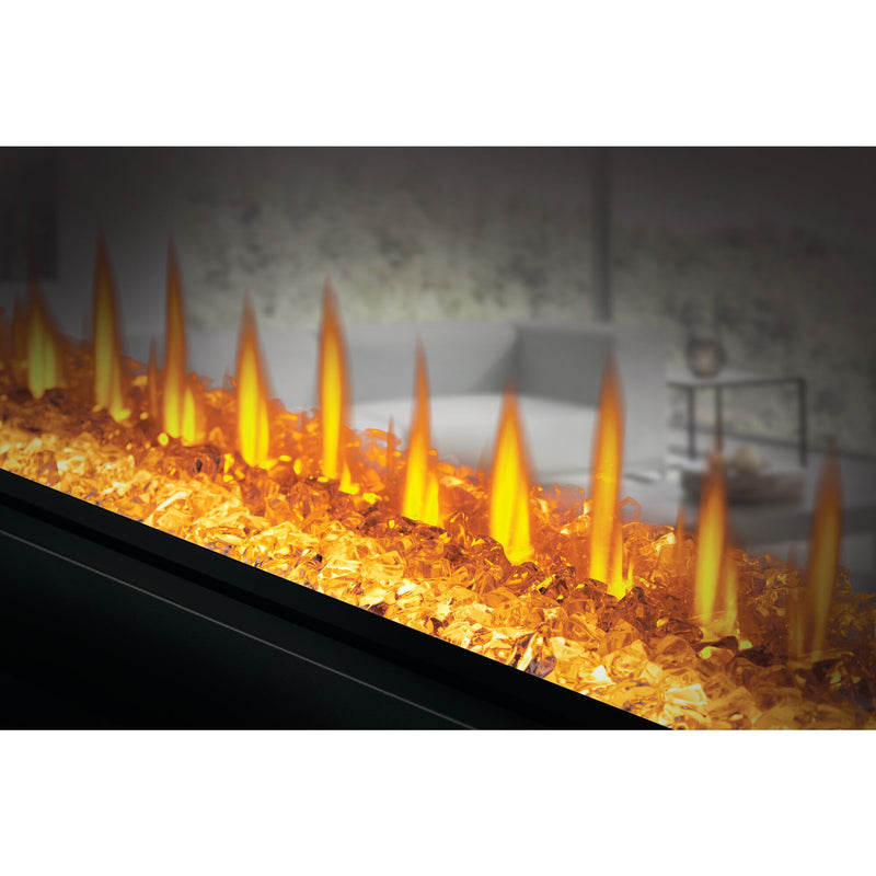 Napoleon CLEARion Elite See-Through Built-In Electric Fireplace, Dual-Zone Heating, Smart Privacy Glass (Clear to Opaque), 10,000 BTU, Orange/Blue Flames, 15 Ember Colors, Logs & Crystal Media Included
