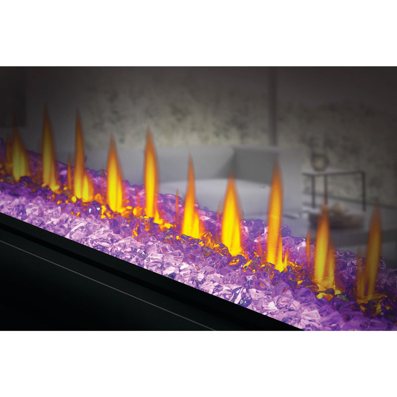 Napoleon CLEARion Elite See-Through Built-In Electric Fireplace, Dual-Zone Heating, Smart Privacy Glass (Clear to Opaque), 10,000 BTU, Orange/Blue Flames, 15 Ember Colors, Logs & Crystal Media Included