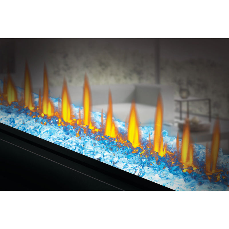 Napoleon CLEARion Elite See-Through Built-In Electric Fireplace, Dual-Zone Heating, Smart Privacy Glass (Clear to Opaque), 10,000 BTU, Orange/Blue Flames, 15 Ember Colors, Logs & Crystal Media Included