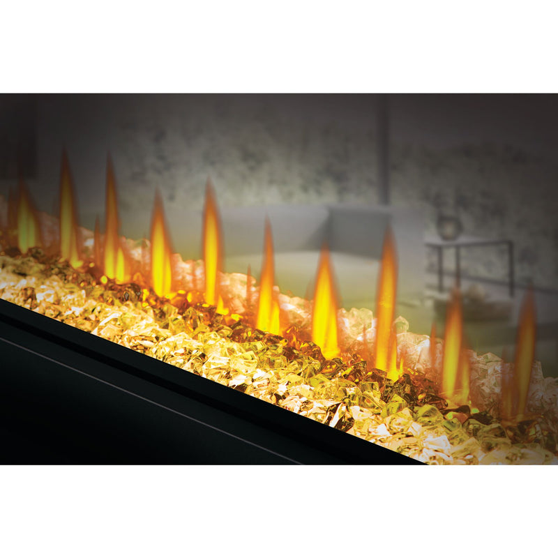 Napoleon CLEARion Elite See-Through Built-In Electric Fireplace, Dual-Zone Heating, Smart Privacy Glass (Clear to Opaque), 10,000 BTU, Orange/Blue Flames, 15 Ember Colors, Logs & Crystal Media Included