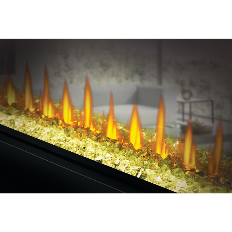 Napoleon CLEARion Elite See-Through Built-In Electric Fireplace, Dual-Zone Heating, Smart Privacy Glass (Clear to Opaque), 10,000 BTU, Orange/Blue Flames, 15 Ember Colors, Logs & Crystal Media Included