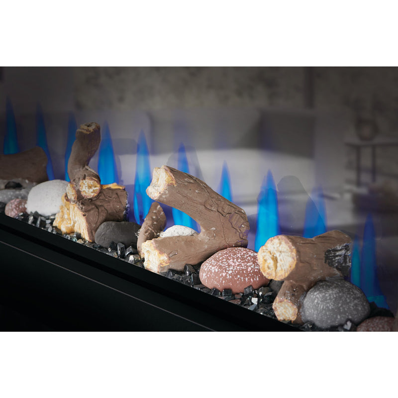 Napoleon CLEARion Elite See-Through Built-In Electric Fireplace, Dual-Zone Heating, Smart Privacy Glass (Clear to Opaque), 10,000 BTU, Orange/Blue Flames, 15 Ember Colors, Logs & Crystal Media Included