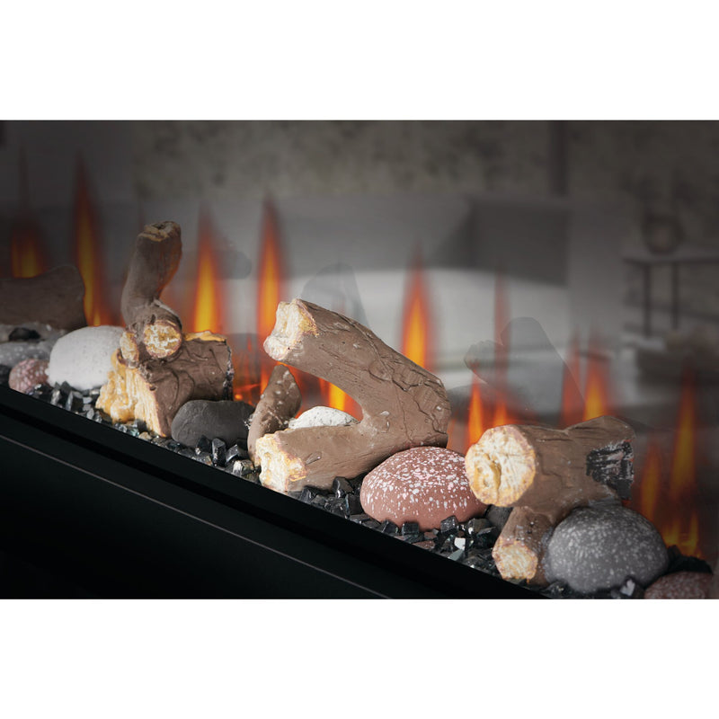 Napoleon CLEARion Elite See-Through Built-In Electric Fireplace, Dual-Zone Heating, Smart Privacy Glass (Clear to Opaque), 10,000 BTU, Orange/Blue Flames, 15 Ember Colors, Logs & Crystal Media Included