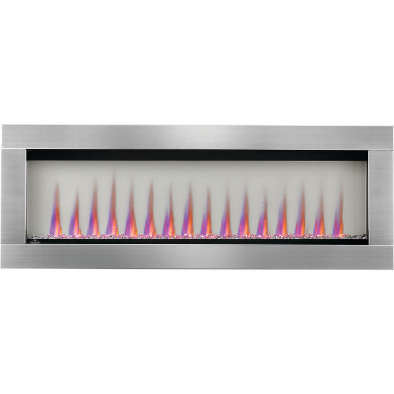 Napoleon CLEARion Elite See-Through Built-In Electric Fireplace, Dual-Zone Heating, Smart Privacy Glass (Clear to Opaque), 10,000 BTU, Orange/Blue Flames, 15 Ember Colors, Logs & Crystal Media Included
