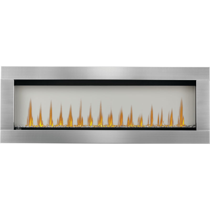 Napoleon CLEARion Elite See-Through Built-In Electric Fireplace, Dual-Zone Heating, Smart Privacy Glass (Clear to Opaque), 10,000 BTU, Orange/Blue Flames, 15 Ember Colors, Logs & Crystal Media Included