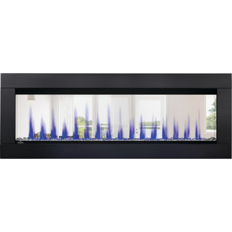 Napoleon CLEARion Elite See-Through Built-In Electric Fireplace, Dual-Zone Heating, Smart Privacy Glass (Clear to Opaque), 10,000 BTU, Orange/Blue Flames, 15 Ember Colors, Logs & Crystal Media Included