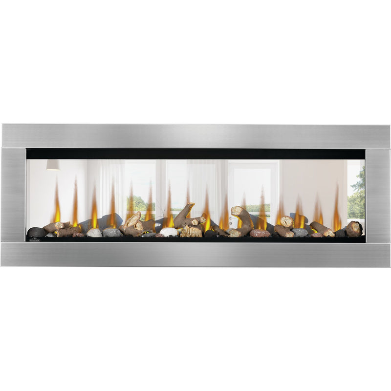Napoleon CLEARion Elite See-Through Built-In Electric Fireplace, Dual-Zone Heating, Smart Privacy Glass (Clear to Opaque), 10,000 BTU, Orange/Blue Flames, 15 Ember Colors, Logs & Crystal Media Included
