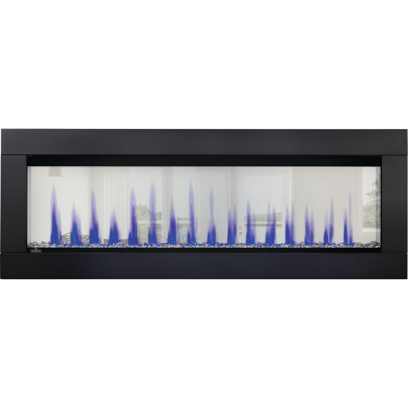 Napoleon CLEARion Elite See-Through Built-In Electric Fireplace, Dual-Zone Heating, Smart Privacy Glass (Clear to Opaque), 10,000 BTU, Orange/Blue Flames, 15 Ember Colors, Logs & Crystal Media Included