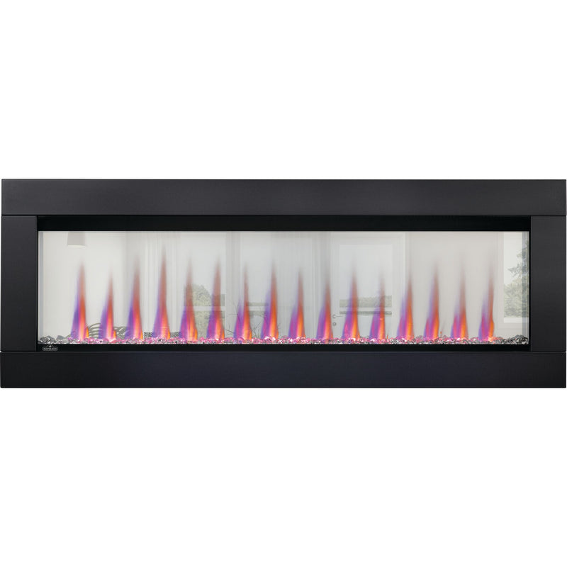 Napoleon CLEARion Elite See-Through Built-In Electric Fireplace, Dual-Zone Heating, Smart Privacy Glass (Clear to Opaque), 10,000 BTU, Orange/Blue Flames, 15 Ember Colors, Logs & Crystal Media Included