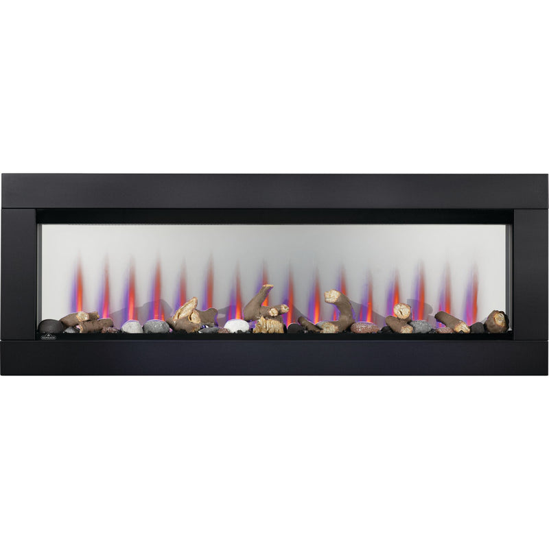 Napoleon CLEARion Elite See-Through Built-In Electric Fireplace, Dual-Zone Heating, Smart Privacy Glass (Clear to Opaque), 10,000 BTU, Orange/Blue Flames, 15 Ember Colors, Logs & Crystal Media Included