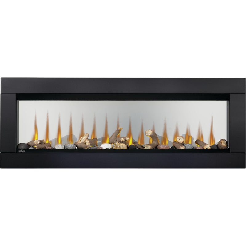 Napoleon CLEARion Elite See-Through Built-In Electric Fireplace, Dual-Zone Heating, Smart Privacy Glass (Clear to Opaque), 10,000 BTU, Orange/Blue Flames, 15 Ember Colors, Logs & Crystal Media Included