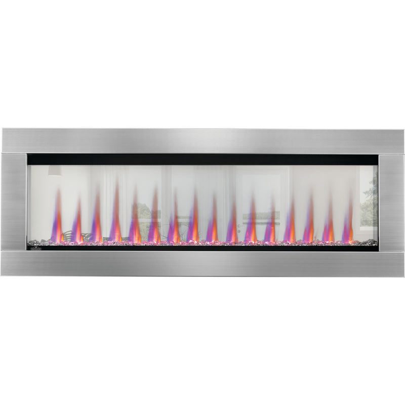 Napoleon CLEARion Elite See-Through Built-In Electric Fireplace, Dual-Zone Heating, Smart Privacy Glass (Clear to Opaque), 10,000 BTU, Orange/Blue Flames, 15 Ember Colors, Logs & Crystal Media Included