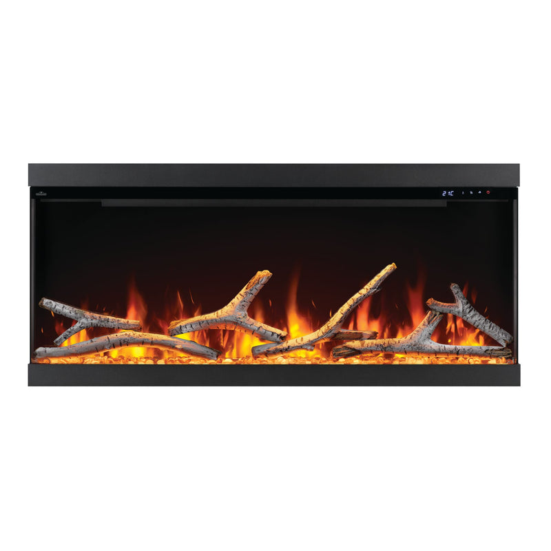 Napoleon Astound FlexMount 50" Electric Fireplace – Wall Mounted, Partial or Full Recess Install, 1/2/3-Sided Viewing Configuration, Spark Flame Visuals, Smart App & Voice Control, 10,000 BTU Heat, Beach Fire Logs & Woodland Kit Included