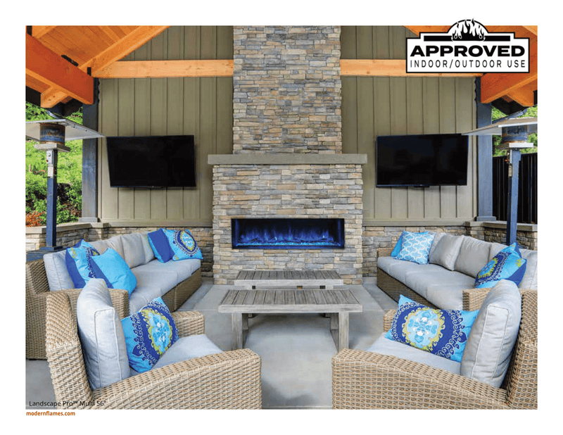 Modern Flames Landscape Pro Multi Electric Fireplace, Available in 44" 56" 68" 80" 96" 120", Built-in Heater, Multi-Sided View, Wi-Fi Control, RGB Flame, Indoor & Outdoor