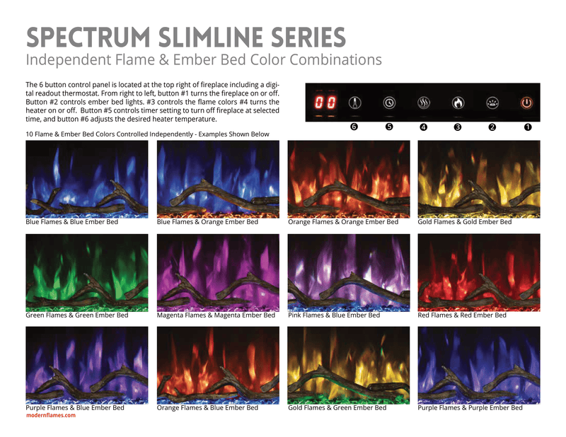 Modern Flames Spectrum Slimline Series Linear Electric Fireplace, Recessed or Wall-Mounted 50″, 60″, 74″, 100″