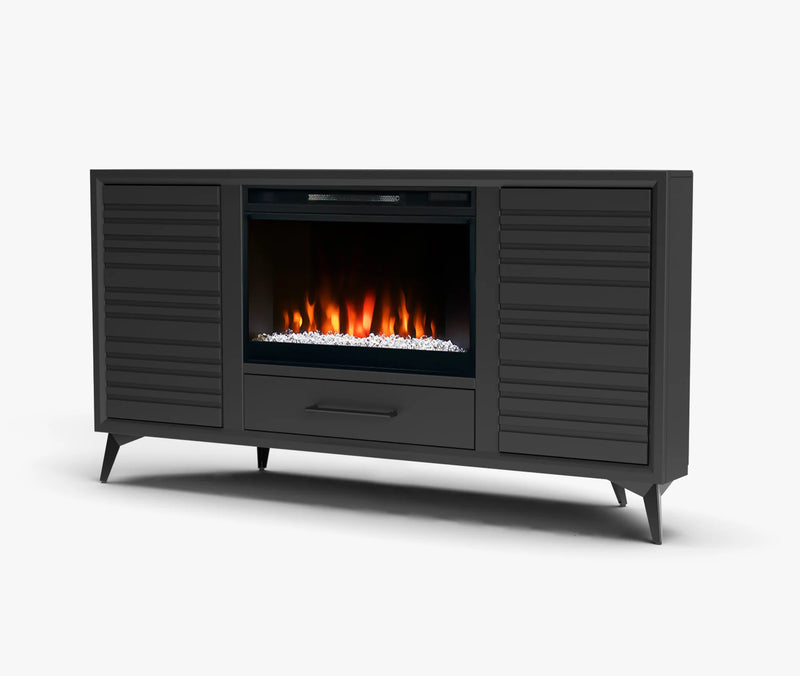 realcozy 64-inch Malibu Corner Fireplace TV Stand, Hand-Made, Multiple Color Finishes, Built-in Heater, Supports up to 75 inch TV, Real Wood, Cable Management, Customizable Flames, No Assembly Required