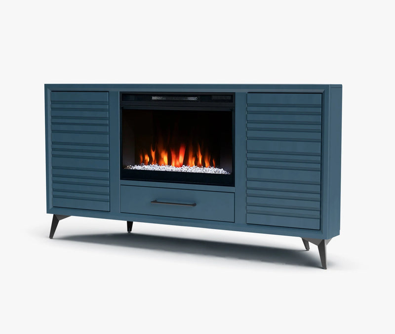 realcozy 64-inch Malibu Corner Fireplace TV Stand, Hand-Made, Multiple Color Finishes, Built-in Heater, Supports up to 75 inch TV, Real Wood, Cable Management, Customizable Flames, No Assembly Required