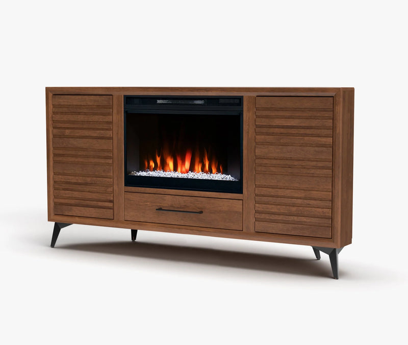 realcozy 64-inch Malibu Corner Fireplace TV Stand, Hand-Made, Multiple Color Finishes, Built-in Heater, Supports up to 75 inch TV, Real Wood, Cable Management, Customizable Flames, No Assembly Required