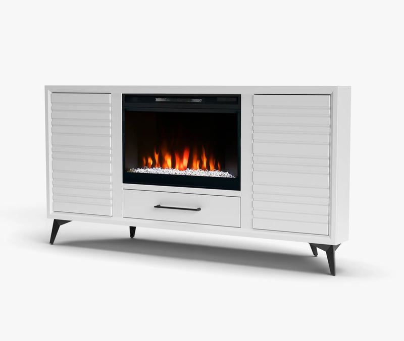 realcozy 64-inch Malibu Corner Fireplace TV Stand, Hand-Made, Multiple Color Finishes, Built-in Heater, Supports up to 75 inch TV, Real Wood, Cable Management, Customizable Flames, No Assembly Required