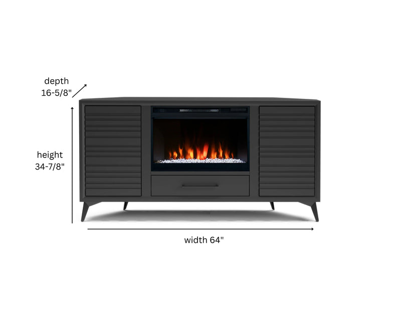 realcozy 64-inch Malibu Corner Fireplace TV Stand, Hand-Made, Multiple Color Finishes, Built-in Heater, Supports up to 75 inch TV, Real Wood, Cable Management, Customizable Flames, No Assembly Required