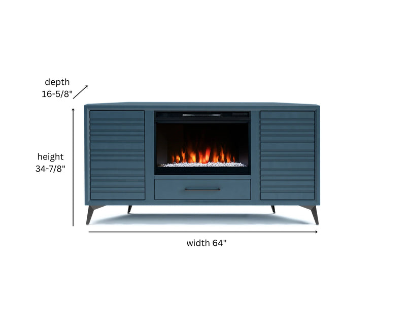 realcozy 64-inch Malibu Corner Fireplace TV Stand, Hand-Made, Multiple Color Finishes, Built-in Heater, Supports up to 75 inch TV, Real Wood, Cable Management, Customizable Flames, No Assembly Required