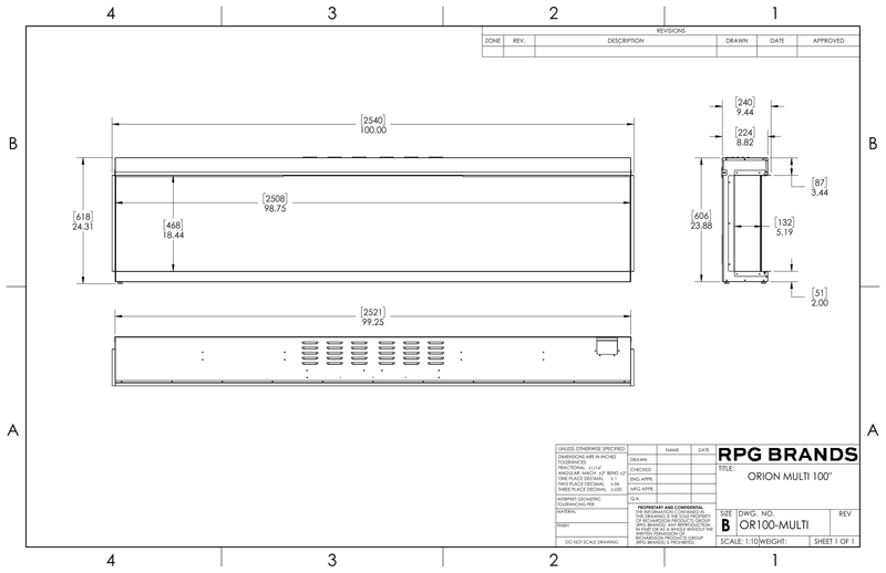 Modern Flames Orion Multi-Sided Linear Electric Fireplace, 52 60" 76" 100" 120", HELIOVISION™ Flame, Wi-Fi Control