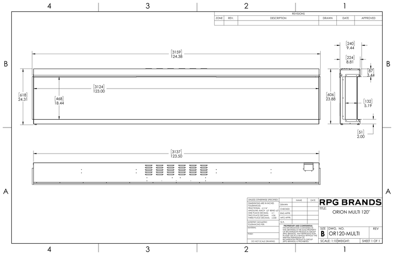 Modern Flames Orion Multi-Sided Linear Electric Fireplace, 52 60" 76" 100" 120", HELIOVISION™ Flame, Wi-Fi Control