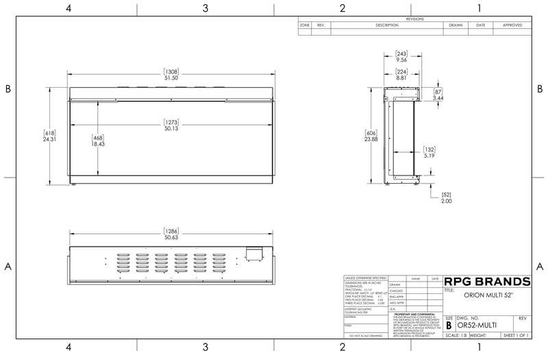 Modern Flames Orion Multi-Sided Linear Electric Fireplace, 52 60" 76" 100" 120", HELIOVISION™ Flame, Wi-Fi Control