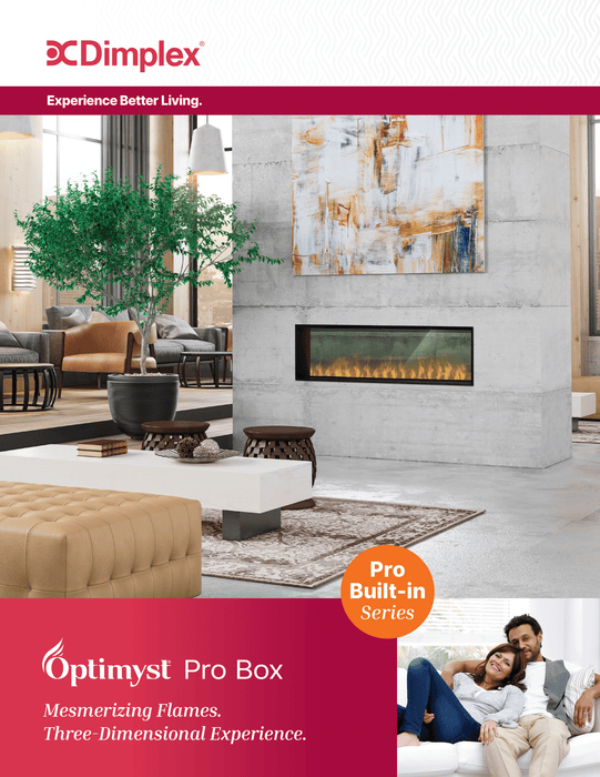 Dimplex Optimyst Pro 60 inch Built-in Electric Water Vapor Fireplace with Ultrasonic Flame Technology, Fan-Forced Heater, and Single or Double-Sided Installation, X-GBF1500-PRO