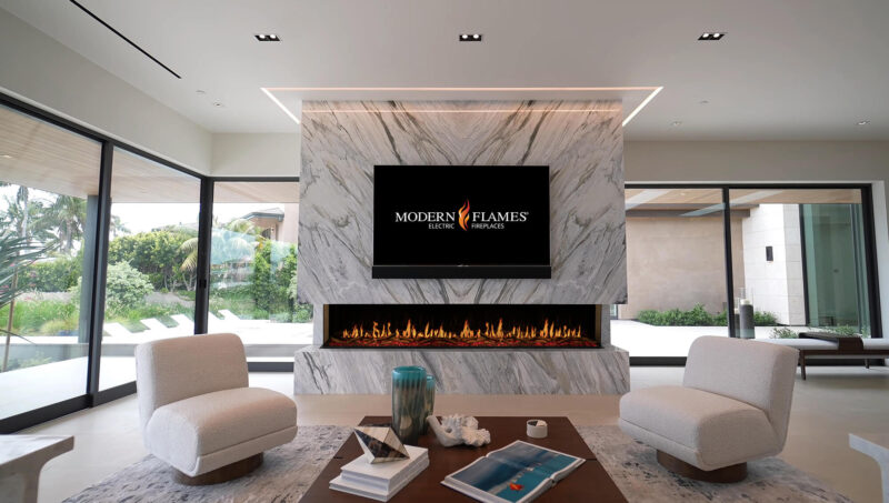 Modern Flames Orion Multi-Sided Linear Electric Fireplace, 52 60" 76" 100" 120", HELIOVISION™ Flame, Wi-Fi Control
