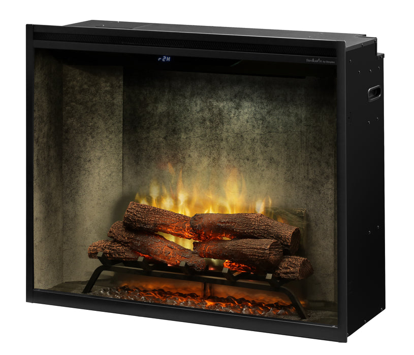 Dimplex Revillusion 36-Inch Portrait Electric Fireplace Insert with Front Glass and Plug Kit – Heats Up to 1,000 Sq. Ft., Multi-Color Flame and Lighting, Herringbone or Weathered Concrete Interior