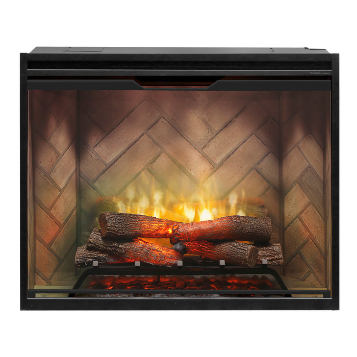 Dimplex Revillusion 36-Inch Portrait Electric Fireplace Insert with Front Glass and Plug Kit – Heats Up to 1,000 Sq. Ft., Multi-Color Flame and Lighting, Herringbone or Weathered Concrete Interior