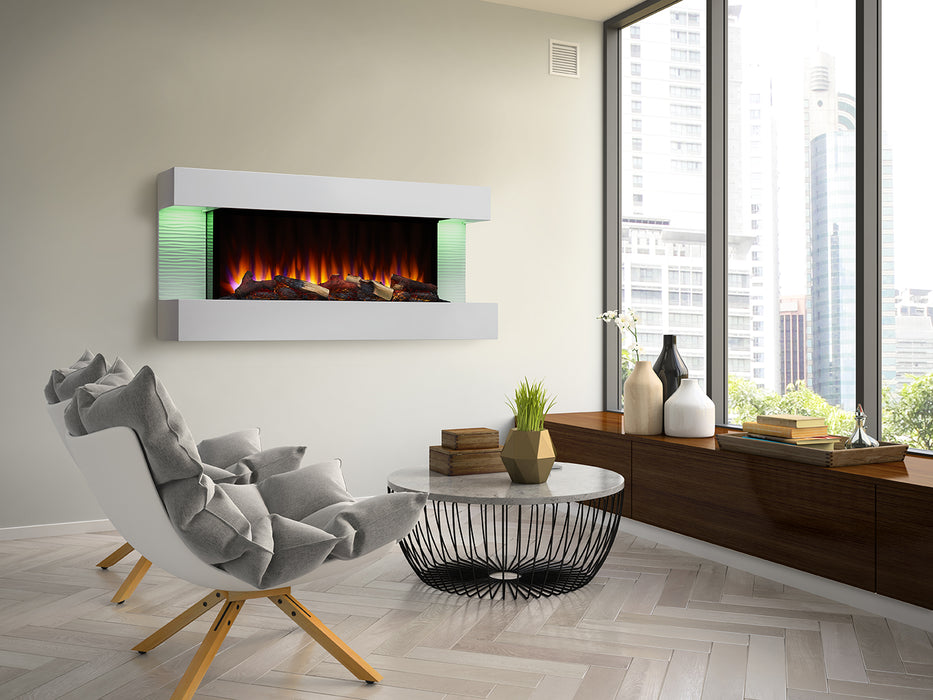 SimpliFire Format Electric Wall-Mount Fireplace, Additional 43", 50" or 60" Floating Mantel Kit Required to Complete, Frameless Modern Design, 14 LED Colors, Four Flame Effects, Warms up to 1000 sq ft, Remote Included