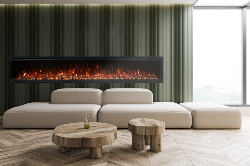 Modern Flames Spectrum Slimline Series Linear Electric Fireplace, Recessed or Wall-Mounted 50″, 60″, 74″, 100″