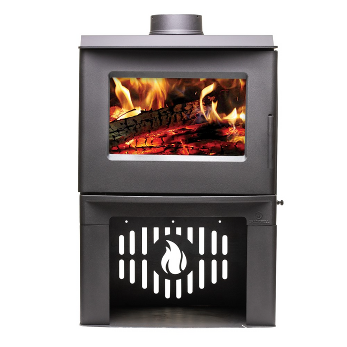 Breckwell SW1.2 Small Indoor Wood Burning Stove, 68,00 BTU, 17" Log Capacity, includes Thermostat-Controlled Blower, EPA Step 2 Certified, Heats up to 1,200 sq ft - Black