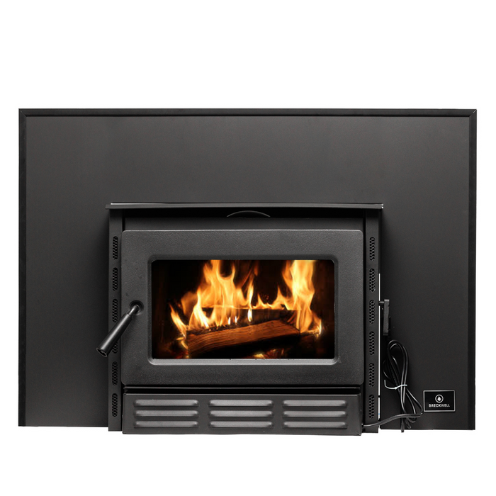 Breckwell SW1.8 Small Indoor Wood Burning Fireplace Insert, 69,000 BTU, 18" Log Capacity, includes Thermostat-Controlled Blower, EPA Step 2 Certified, Heats up to 1,800 sq ft - Black