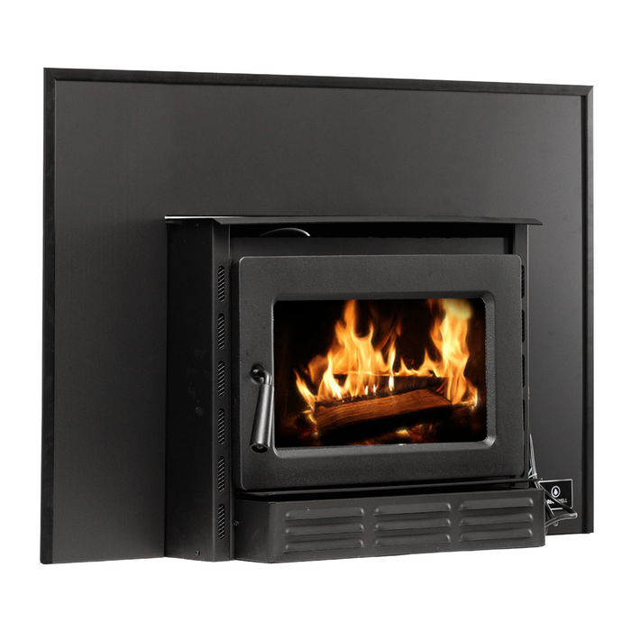 Breckwell SW1.8 Small Indoor Wood Burning Fireplace Insert, 69,000 BTU, 18" Log Capacity, includes Thermostat-Controlled Blower, EPA Step 2 Certified, Heats up to 1,800 sq ft - Black