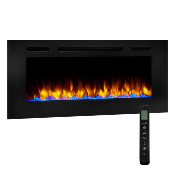 SimpliFire Allusion Wall Mount Linear Electric Fireplace Remote and Clear Crystal Media Included, Adjustable Flames and Heat, Wall Mount Option Available