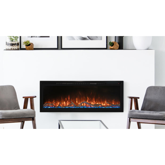 Modern Flames 100 inch Wall Mounted Electric Fireplace, Spectrum Slimline, 12 Flame Colors, Touch Screen Controls, SPS-100B