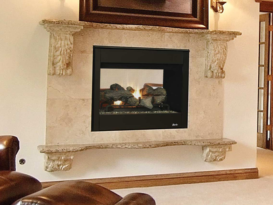 Superior 63-Inch See-Through Direct Vent Gas Fireplace Dual-Sided Viewing, High Heat Output, Customizable Interiors, Power Vent Compatibility, Seamless Multi-Room Ambiance, DRT63ST