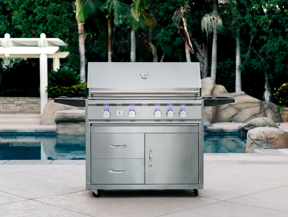 Summerset TRL 32-Inch 3-Burner Built-In Gas Grill, Flame Thrower Valves, Easy-Clean Briquette Burner Covers, Plug-and-Play Infrared Sear Zone Options, Rear Infrared Burner, and a Full Rotisserie Set TRL32