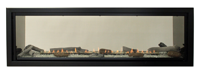 Empire 60-inch See-Through Ventless Gas Fireplace Boulevard, Includes Thermostat Remote Control, Customizable Liner Kits Decorative Fronts and Crushed Glass Options VFLB60SP