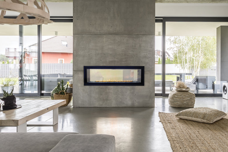 Empire 60-inch See-Through Ventless Gas Fireplace Boulevard, Includes Thermostat Remote Control, Customizable Liner Kits Decorative Fronts and Crushed Glass Options VFLB60SP