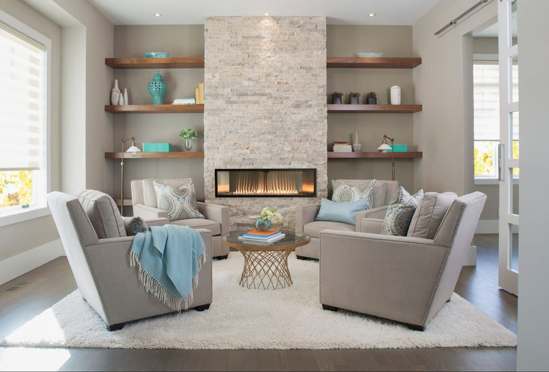 Empire 48-inch Ventless Gas Fireplace Boulevard, Includes Remote Control, Customizable Liner Kits Decorative Fronts and Crushed Glass Options VFLB48