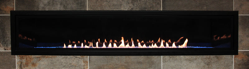 Empire 72-inch Linear Ventless Gas Fireplace Boulevard, Includes Thermostatic Remote Control, Customizable Liner Kits Decorative Fronts and Crushed Glass Options VFLB72