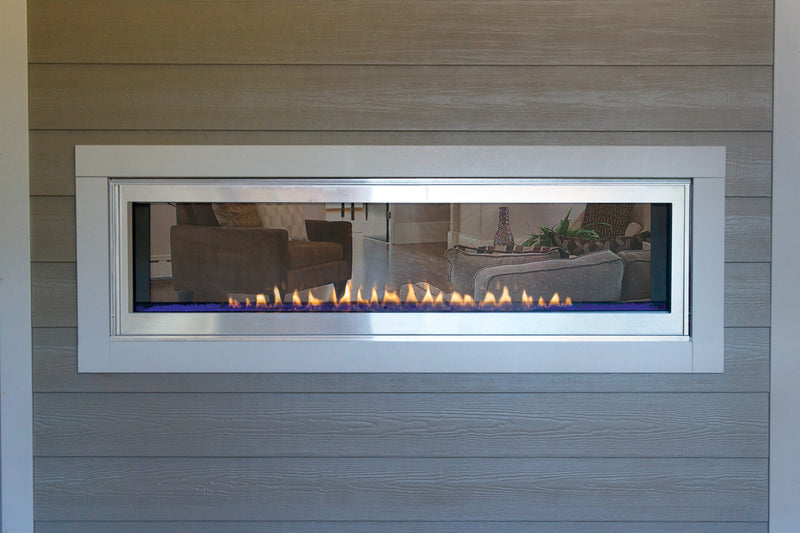 Empire 72-inch Linear Ventless Gas Fireplace Boulevard, Includes Thermostatic Remote Control, Customizable Liner Kits Decorative Fronts and Crushed Glass Options VFLB72