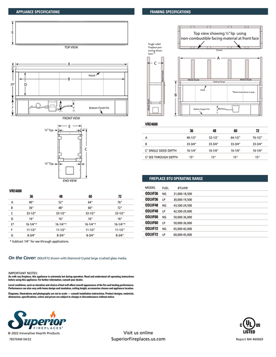 Superior 48-Inch Outdoor Linear Ventless Gas Fireplace, Natural Gas, Expansive Viewing Area, See-Through Design, Barcelona Lights LED Accent System, Customizable Glass Media, Easy Installation, and Year-Round Weather-Resistant Performance VRE4648