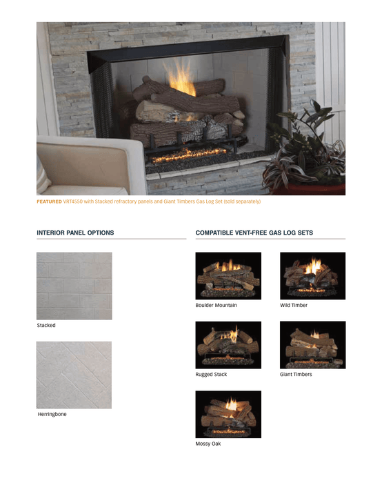 Superior 36 Inch Ventless Gas Fireplace, Clean-Faced, Heat-Circulating Firebox with 30” Tall Opening – Available in Natural Gas or Liquid Propane – Value, Standard, or Luxury Bundle Kits with Remote and Blower Options VRT4536