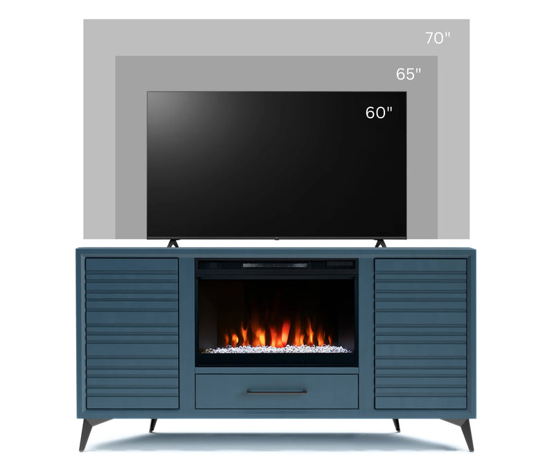 realcozy 64-inch Malibu Corner Fireplace TV Stand, Hand-Made, Multiple Color Finishes, Built-in Heater, Supports up to 75 inch TV, Real Wood, Cable Management, Customizable Flames, No Assembly Required